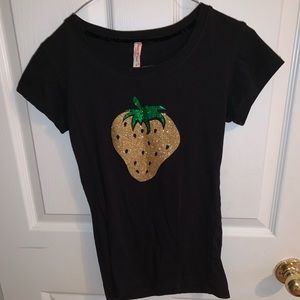 Gold strawberry shirt (kids small)